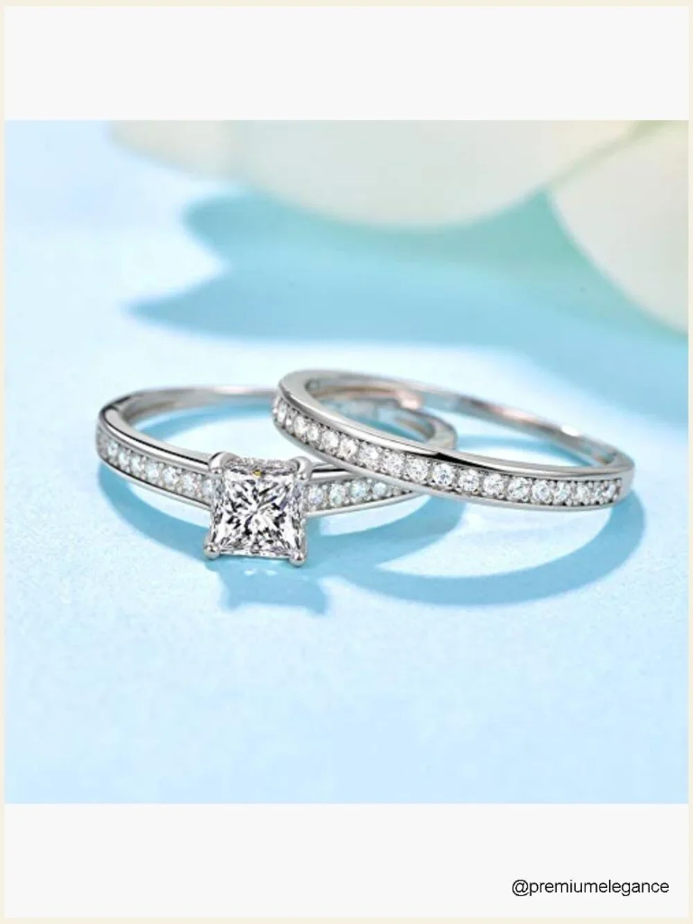 Princess Cut Cubic Zirconia Sterling Silver Bridal Set